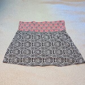 Title Nine Mini Skirt with Pink Floral and Black Geometric Patterns
